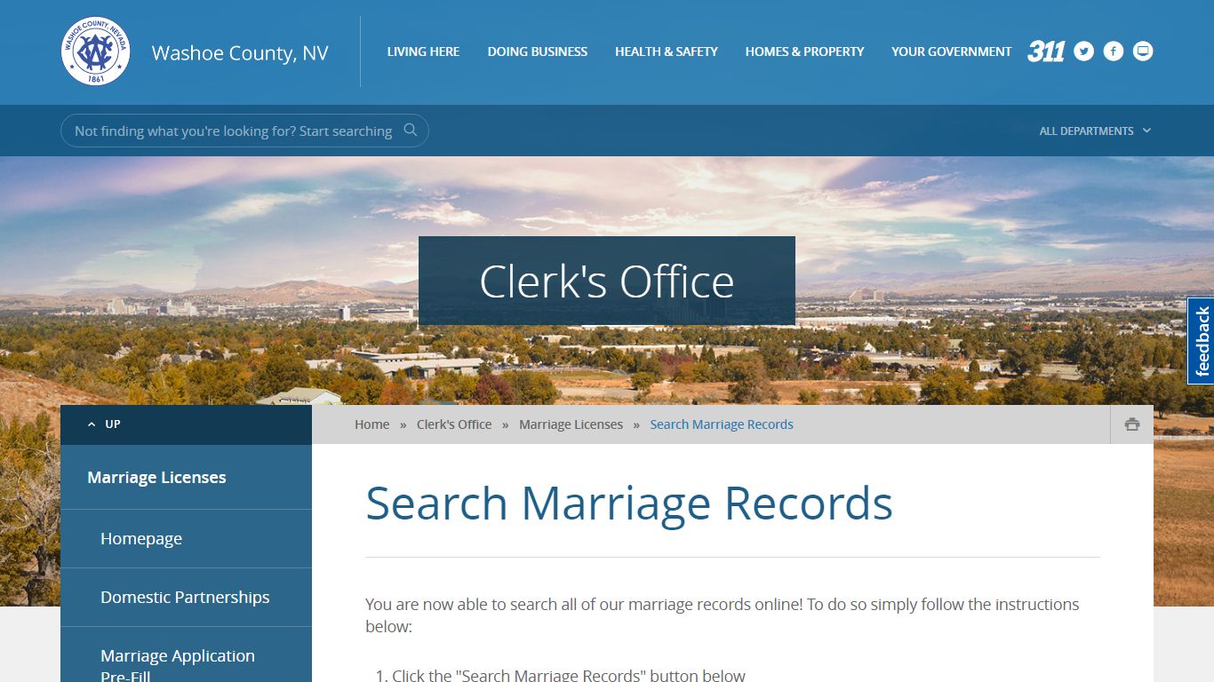 Search Marriage Records - Washoe County